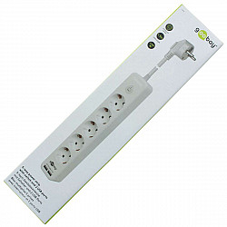 5-way power strip with switch and 2 USB ports 1.5 m Sockets quantity 5