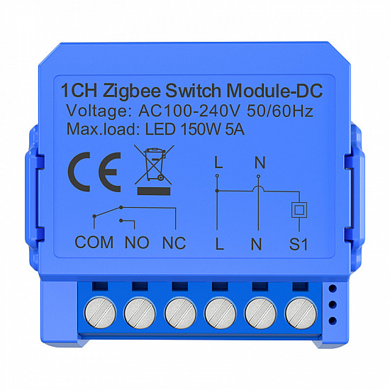 1-channel ZigBee switch module with voltage-free contact Avatto ZWSM16-DC32V-1