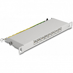 10 Patchpanel 8 Port Cat.6A grau, 0,5 HE