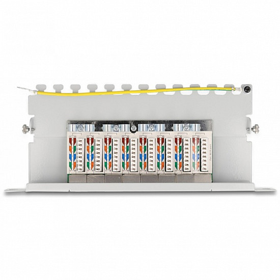 10 Patchpanel 8 Port Cat.6A grau, 0,5 HE