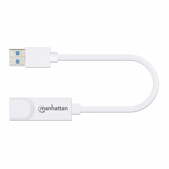 Manhattan USB-A Gigabit Network Adapter, White, 10/100/1000 Mbps Network, USB 3.0, Ethernet, RJ45, Three Year Warranty, Equivalent to USB31000SW.
