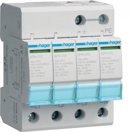 # SPD Surge arrester T2 4P network TN-S In=20kA Up?1.25kV (available while supplies last) (SPN415)