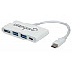 Manhattan USB-C Dock/Hub, Ports (x4): USB-A (x3) and USB-C, 5 Gbps (USB 3.2 Gen1 aka USB 3.0), With Power Delivery (60W) to USB-C Port (Note additional USB-C wall charger and USB-C cable needed), Universal for all devices, SuperSpeed USB, 3 Year Warranty