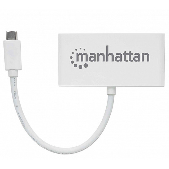 Manhattan USB-C Dock/Hub, Ports (x4): USB-A (x3) and USB-C, 5 Gbps (USB 3.2 Gen1 aka USB 3.0), With Power Delivery (60W) to USB-C Port (Note additional USB-C wall charger and USB-C cable needed), Universal for all devices, SuperSpeed USB, 3 Year Warranty