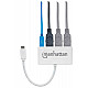 Manhattan USB-C Dock/Hub, Ports (x4): USB-A (x3) and USB-C, 5 Gbps (USB 3.2 Gen1 aka USB 3.0), With Power Delivery (60W) to USB-C Port (Note additional USB-C wall charger and USB-C cable needed), Universal for all devices, SuperSpeed USB, 3 Year Warranty