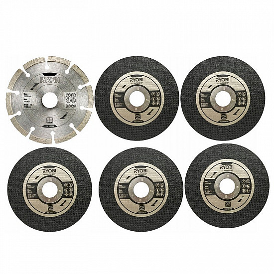 144645 Ryobi 125mm 6-Piece Angle Grinder Wheel Set: