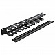 19 Kabelmanagement Rangierpanel mit 2 Öffnungen, Kabelführung schwarz, 1 HE