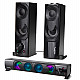2 in 1 PC Speaker Soundbar Computer RGB LED Backlight Stereo Gaming USB 2 x 3W AUX 3.5 mm