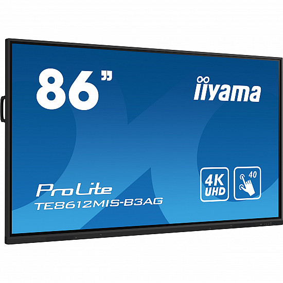 217,40cm/86 (3840x2160) iiyama ProLite TE8612MIS-B3AG 16:9 4k UHD 24/7 Digital Signage 8ms 60Hz HDMI USB-C VGA LAN WIFI Speaker Black