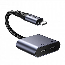 2-in-1 Audio adapter Joyroom SY-L02 Lightning to Double Lightning (black)