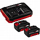 2x 4,0Ah & Twincharger Kit, Set schwarz/rot