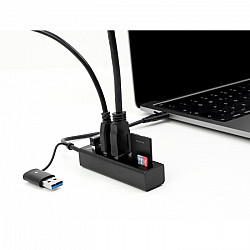 3 Port USB 3.2 Gen 1 Hub + SD und Micro SD Card Reader mit USB Type-C oder USB Typ-A Anschluss, USB-Hub