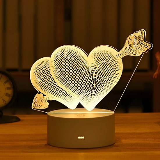 3D Broken Hearts Night Light Extralink Home, Optical Illusion for Bedroom USB