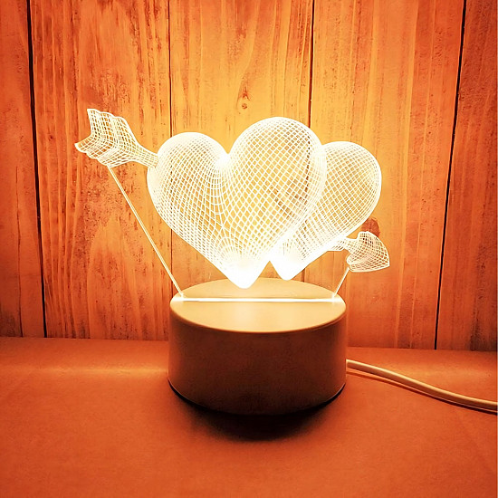 3D Broken Hearts Night Light Extralink Home, Optical Illusion for Bedroom USB