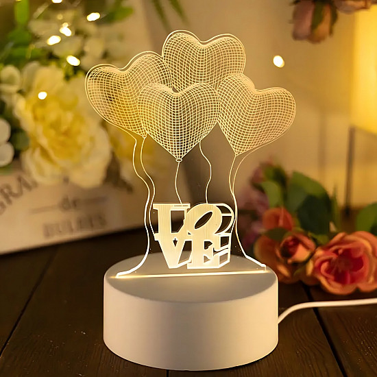 3D Heart Night Light Extralink Home, Optical Illusion for Bedroom USB