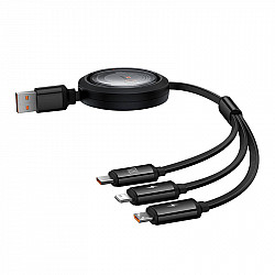 3-in-1 Baseus Free2Draw USB to M+L+C 100W cable, 1.1 m (black)