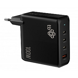 3x USB C + USB A Power Delivery Wall Charger Black, GaN 100W