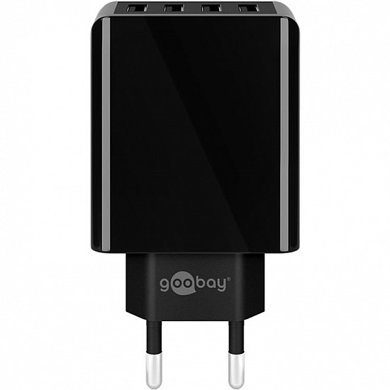 4-fach USB-Ladegerät (30W) schwarz schwarz