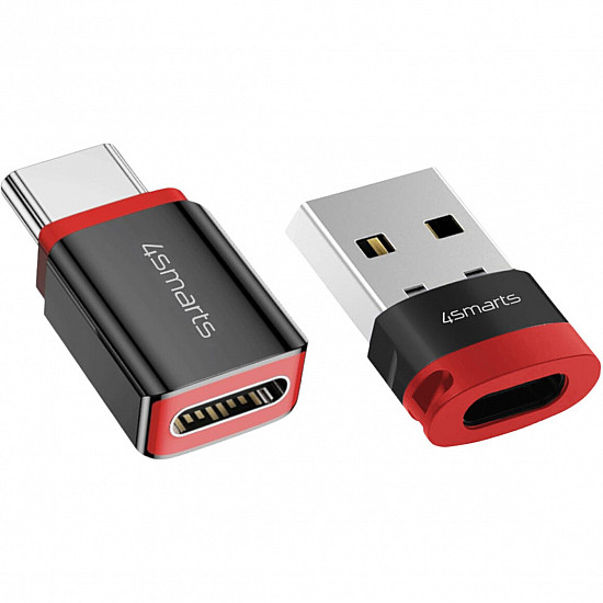 4smarts USB-C auf USB-A / USB-C Datenblocker Adapter, 2er Set, schwarz