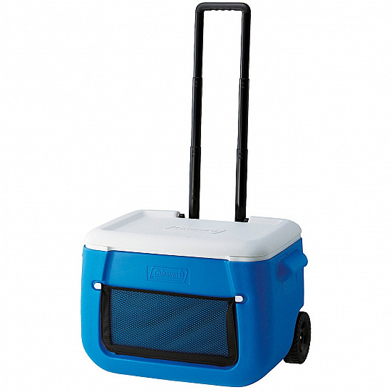 50QT Poly-lite Wheeled Mesh cooler blue white