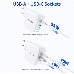 65W USB - C Power Delivery (PD) + Q3.0, Ladegerät weiß