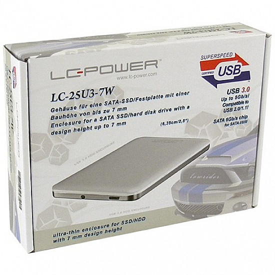 6cm SATA USB3 LC-Power white 7mm