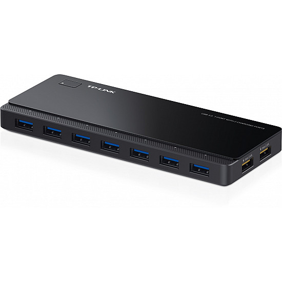 7-Port-USB-3.0-Hub mit 2 Ladeports (UH720), USB-Hub schwarz, inkl. Netzadapter