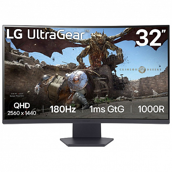 LCD Monitor LG 32GS60QC-B 32 Gaming/Curved Panel VA 2560x1440 16:9 180 Hz Matte 1 ms Tilt 32GS60QC-B