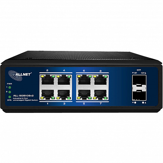 Switch unmanaged industrial 8 Port Gigabit 8x LAN 2x SFP LA fterless - Switch - Copper wire