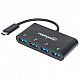 Manhattan USB-C Dock/Hub, Ports (x4): USB-A (x4), 5 Gbps (USB 3.2 Gen1 aka USB 3.0), External Power Supply Not Needed, Universal for all devices, Cable 20cm, SuperSpeed USB, Black, Three Year Warranty, Equivalent to HB30C4AB