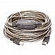 Manhattan USB-A to USB-B Cable, 11m, Male to Male, Active, 480 Mbps (USB 2.0), Built In Repeater, Hi-Speed USB, Translucent Silver, Three Year Warranty