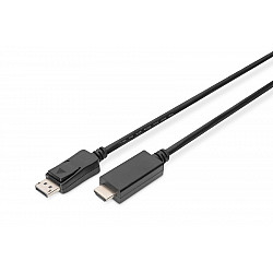 ASM AK-340303-030-S Kabel DisplayPort 1.2 z zatrzaskiem 4K 60Hz UHD Typ DP/HDMI A M/M czarny 3m