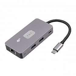 Adapter HUB USB C (7w1) HDMI USB SD/TF RJ45 (2500 Mbps) PD