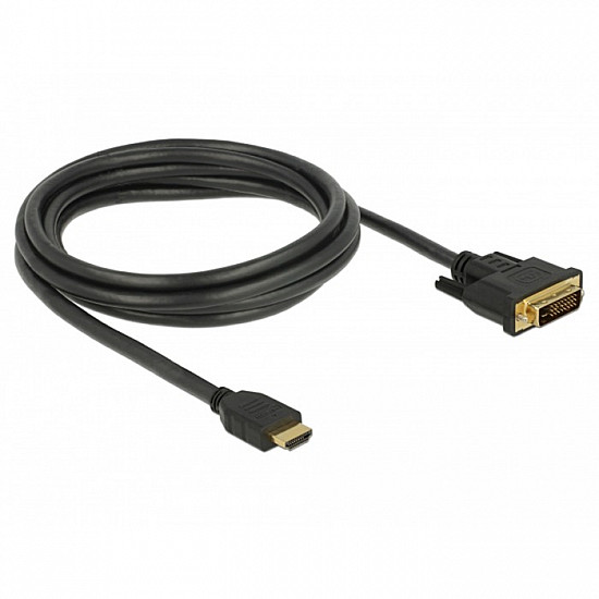Adapterkabel HDMI > DVI 24+1 bidirektional schwarz, 2 Meter