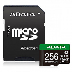 ADATA MicroSDXC card 256GB Speed Plus - U3 - C10 - A2 - V30 (R180/W160 MB/s) + SD adapter