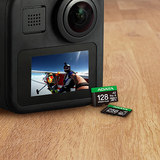 ADATA MicroSDXC card 256GB Speed Plus - U3 - C10 - A2 - V30 (R180/W160 MB/s) + SD adapter