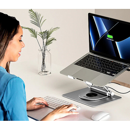 Adjustable laptop stand + USB-C HDMI hub Unitek D1109B01 PD 100W