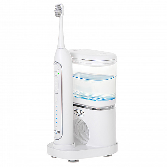 Adler 2-in-1 Water Flossing Sonic Brush AD 2180w Rechargeable For adults Number of brush heads included 2 Number of teeth brushing modes 1 White