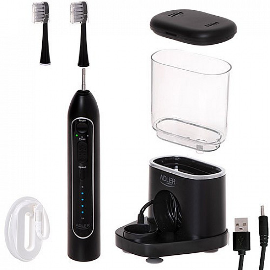 Adler 2-in-1 Water Flossing Sonic Brush AD 2180b Rechargeable For adults Number of brush heads included 2 Number of teeth brushing modes 1 Black