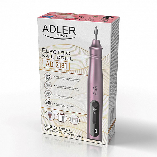 Adler Electric Nail Drill Set AD 2181 Number of power levels 5 Pink