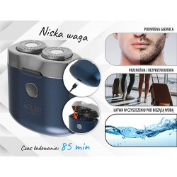 Adler Travel Shaver AD 2937 Operating time (max) 35 min Lithium Ion Blue