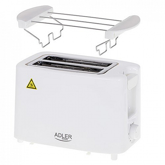 Adler Toaster AD 3223 Power 750 W Number of slots 2 Housing material Plastic White