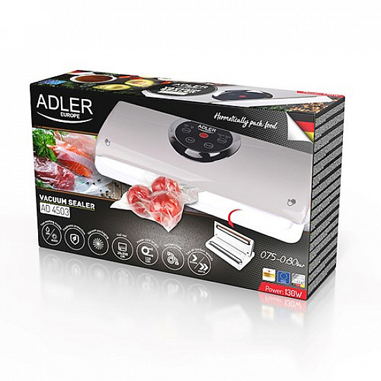 Adler AD 4503 vacuum sealer 800 mbar Grey, White