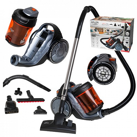 Adler Cyclone Vacuum Cleaner AD 7065 Bagless Power 700 W Dust capacity 1.6 L Black/Red one size