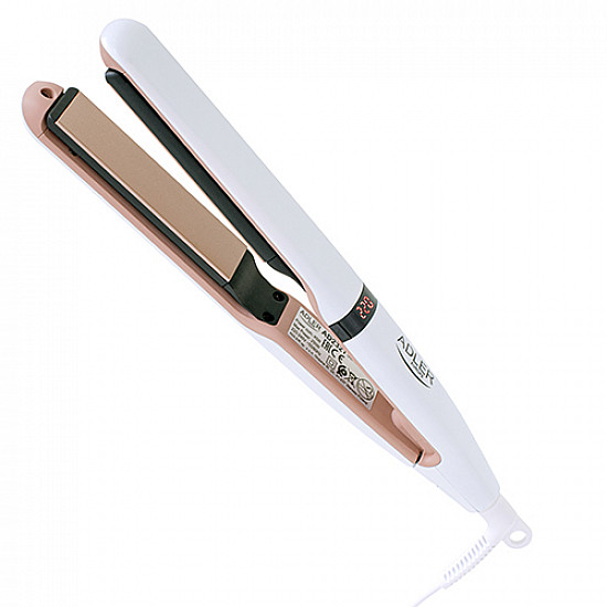Adler Hair Straightener AD 2321 Warranty 24 month(s) Ceramic heating system Display LCD Temperature (min) 140 °C Temperature (max) 220 °C 45 W Pearl White