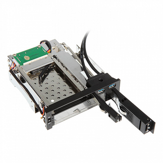 5.25 inch drive frame for 1x 3.5+1x 2.5 inch, incl. 2x USB 3.0