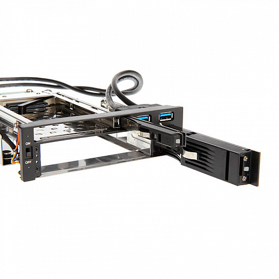 5.25 inch drive frame for 1x 3.5+1x 2.5 inch, incl. 2x USB 3.0