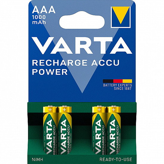 VARTA HR03 AAA Recharge Accu Power 1000 mAh 05703 Rechargeable batteries 4 pc(s) Green, Yellow