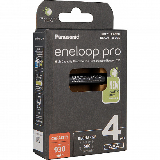 Rechargeable batteries PANASONIC ENELOOP PRO AAA 930 mAh 4 szt (BK-4HCDE/4CP)