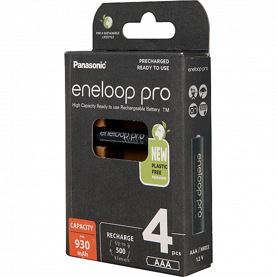 Rechargeable batteries PANASONIC ENELOOP PRO AAA 930 mAh 4 szt (BK-4HCDE/4CP)